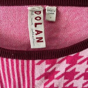 Dolan Pink Crew Neck Sweater and Short Set with Houndstooth Pattern Size Small